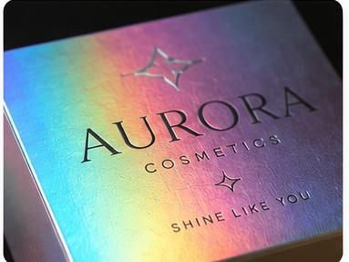 Holographic cold foil packaging finish