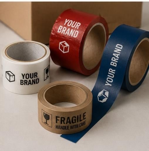Branded adhesive tapes for packaging