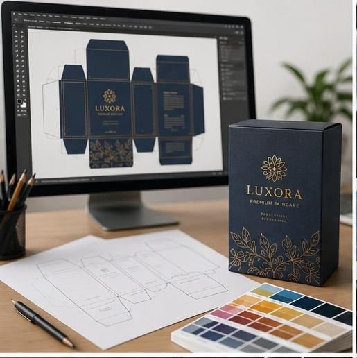Packaging dieline and design workspace